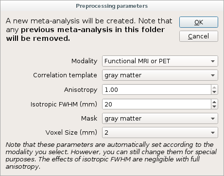 Preprocessing dialog