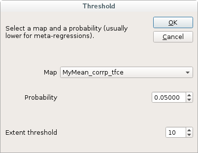 Threshold dialog